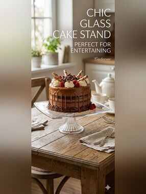 Circleware Chic Large Square Glass Cake Plate - Clear - NWT